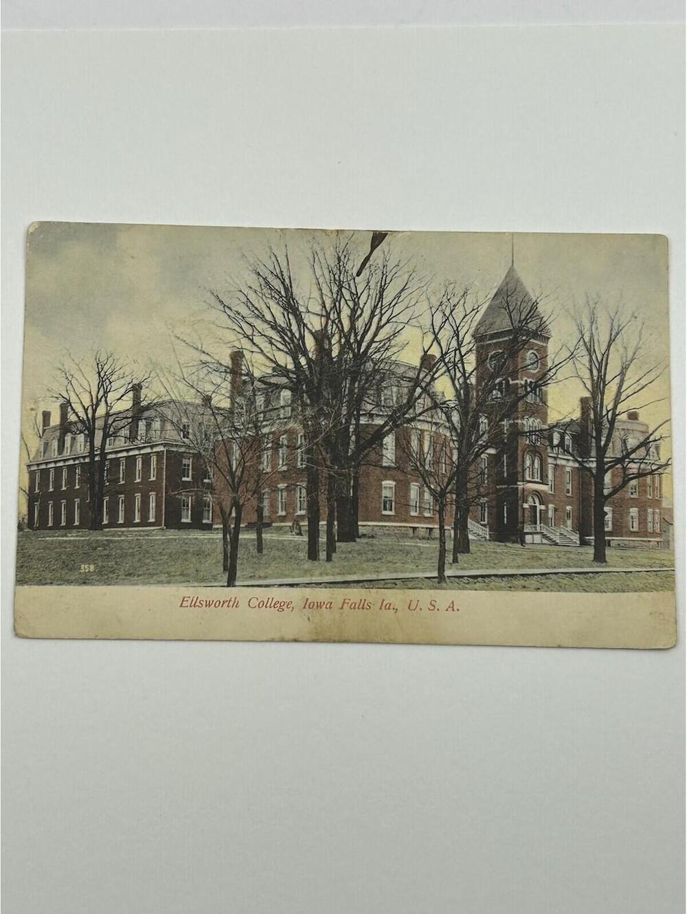 1908 Ellsworth College Old Main Iowa Falls IA Postcard Grundy Center IA 1c Stamp - Picture 2 of 16